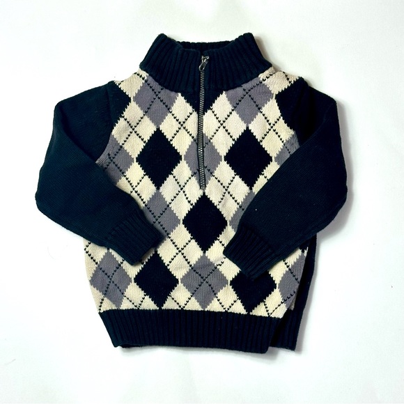 ONE KID | 2T Boys | Argyle Front Zipper Sweater - Picture 1 of 9